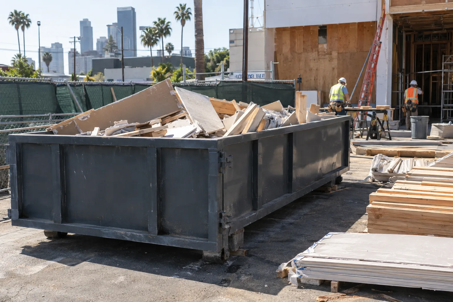 Construction debris contained at a jobsite